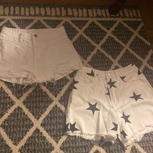 2 pairs of white jean shorts
